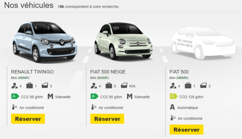 Europcar Catégorie Véhicule A B C D